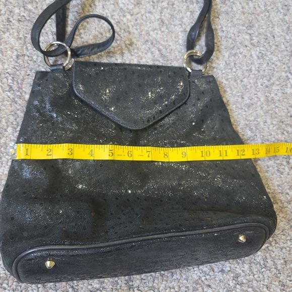 Vintage Due Fratelli Leather Black Shimmer Shoulder Bag - Picture 6 of 10